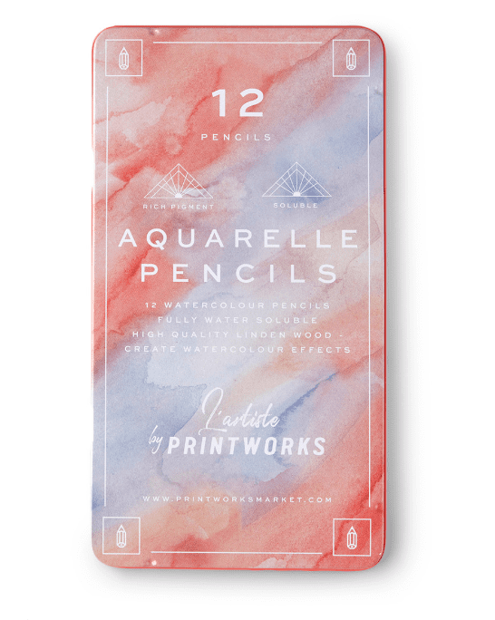 12 Aquarelle Watercolour Pencils in Tin
