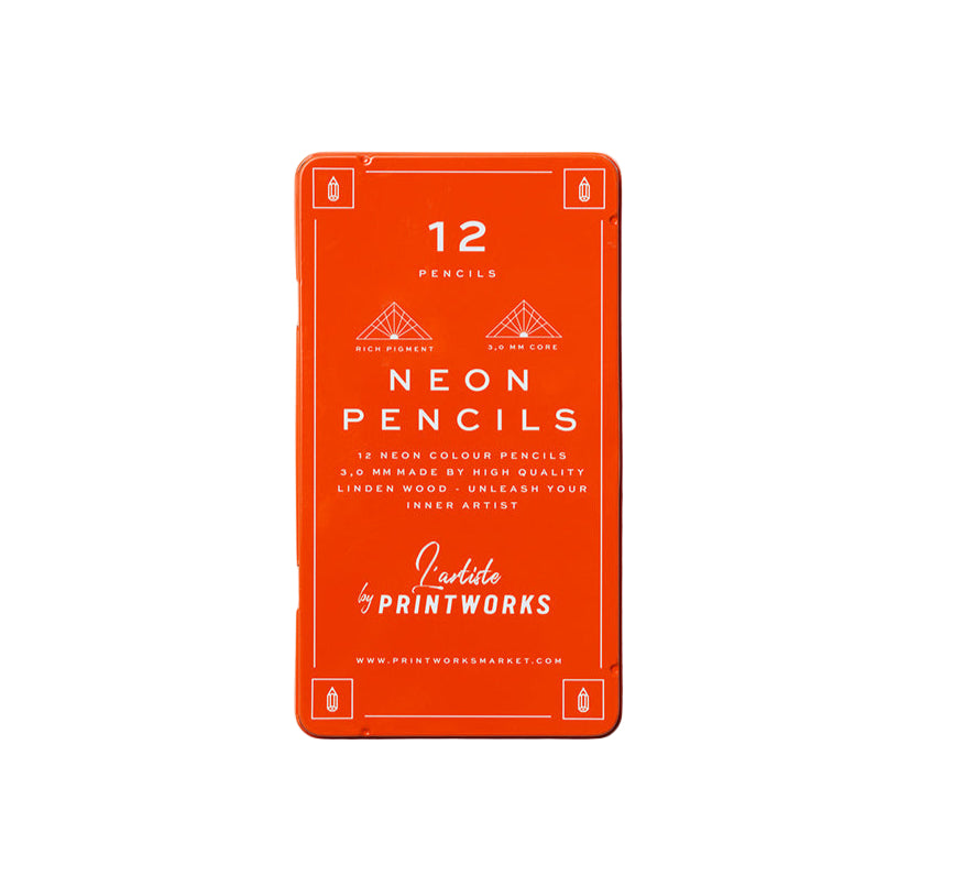 12 Neon Coloured Pencils in Tin