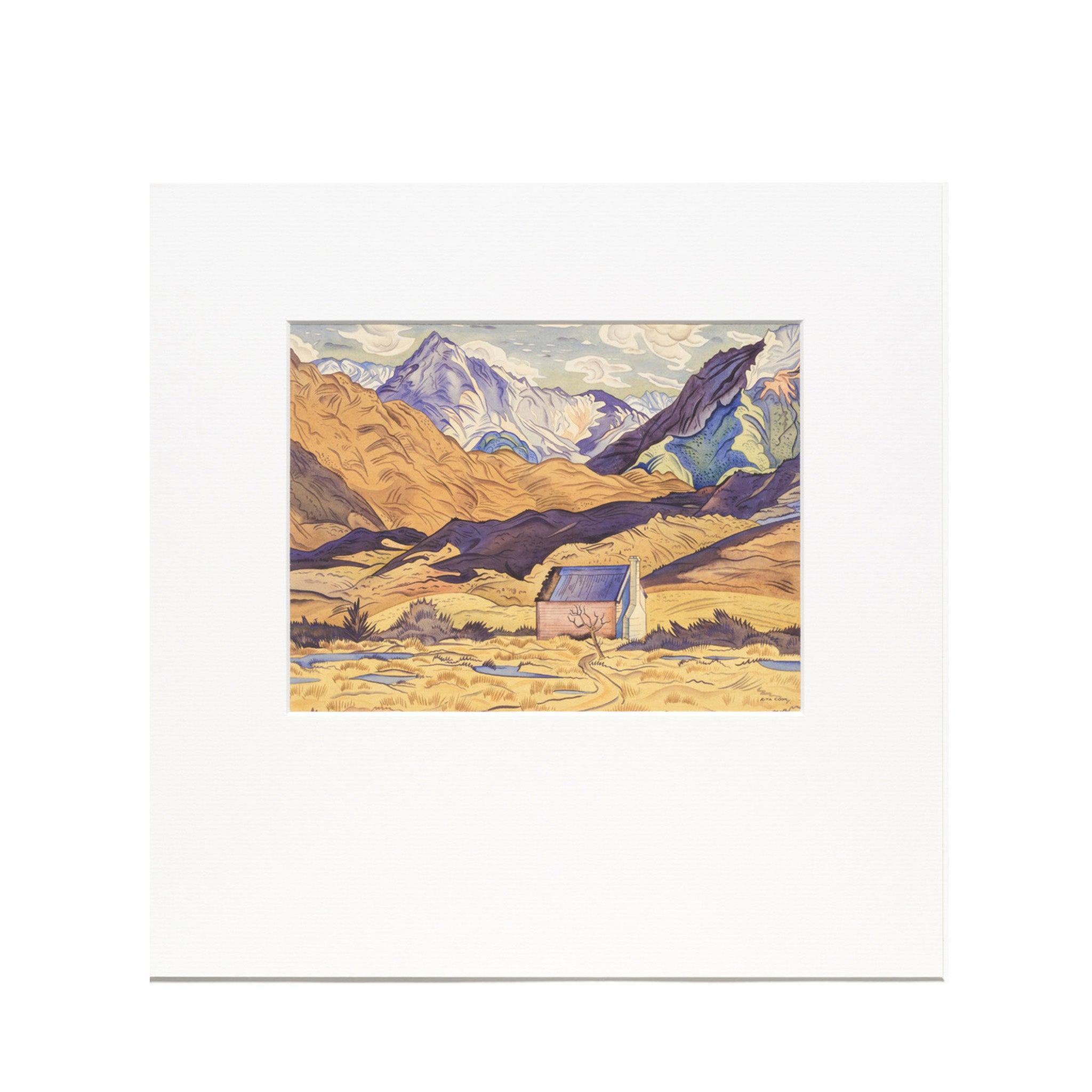 Rita Angus "Mountains, Cass" Reproduction Print