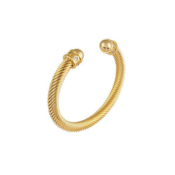 Cisco Gold Plated Twisted Bangle with Clear Glass Jewels